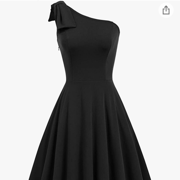 Bow one shoulder dress A-line with pockets NWT - Picture 2 of 7